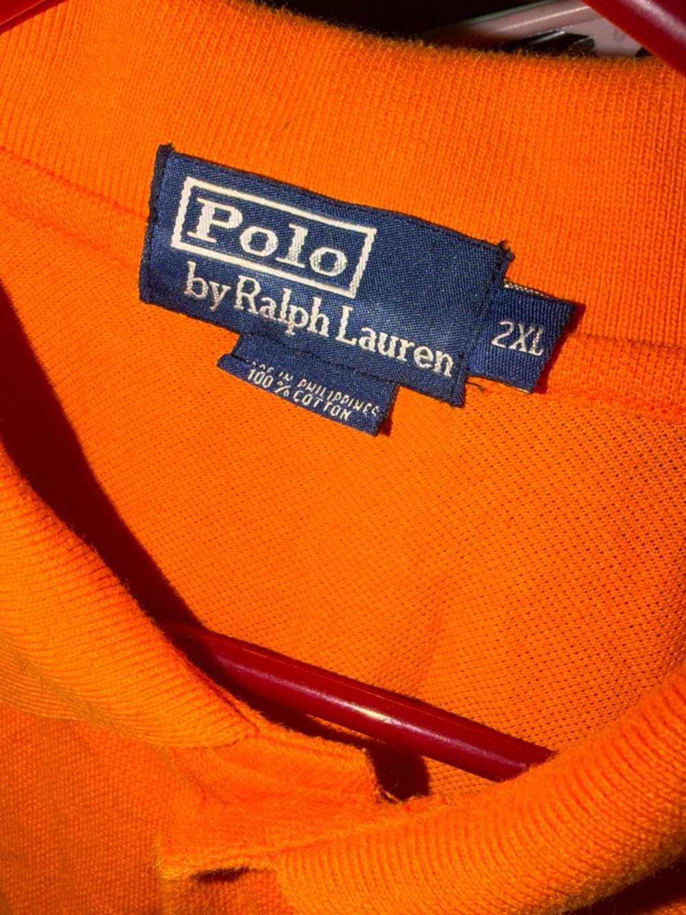Ralph Lauren Bright Orange Polo with Black Pony Logo - Picture 3 of 4